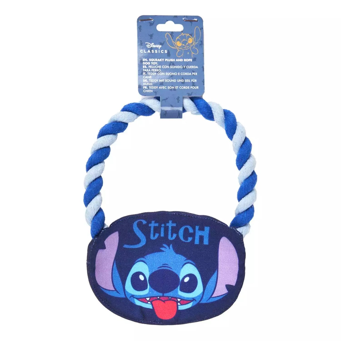 Cerda | Disney Stitch Squeaky Plush and Rope Dog Toy Loop