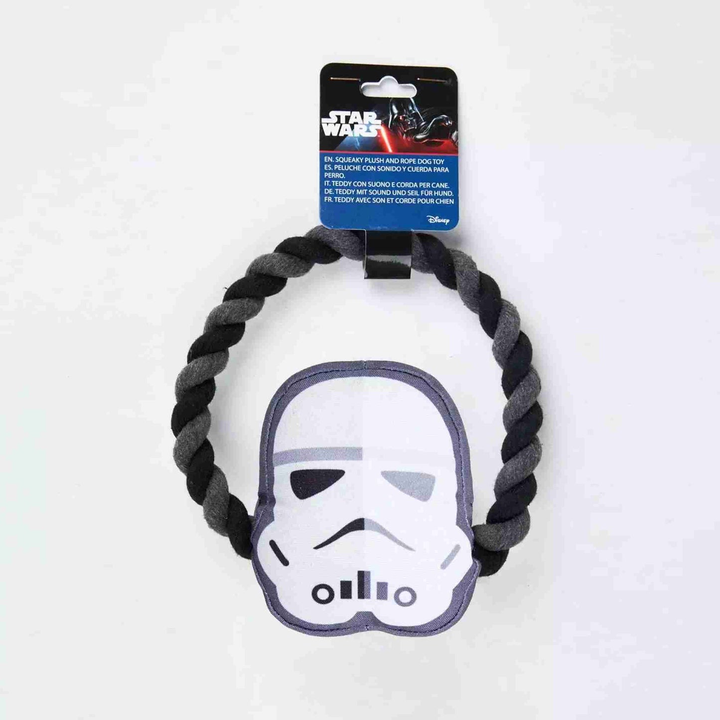 Cerda | Star Wars Storm Trooper Squeaky Plush and Rope Dog Toy Loop