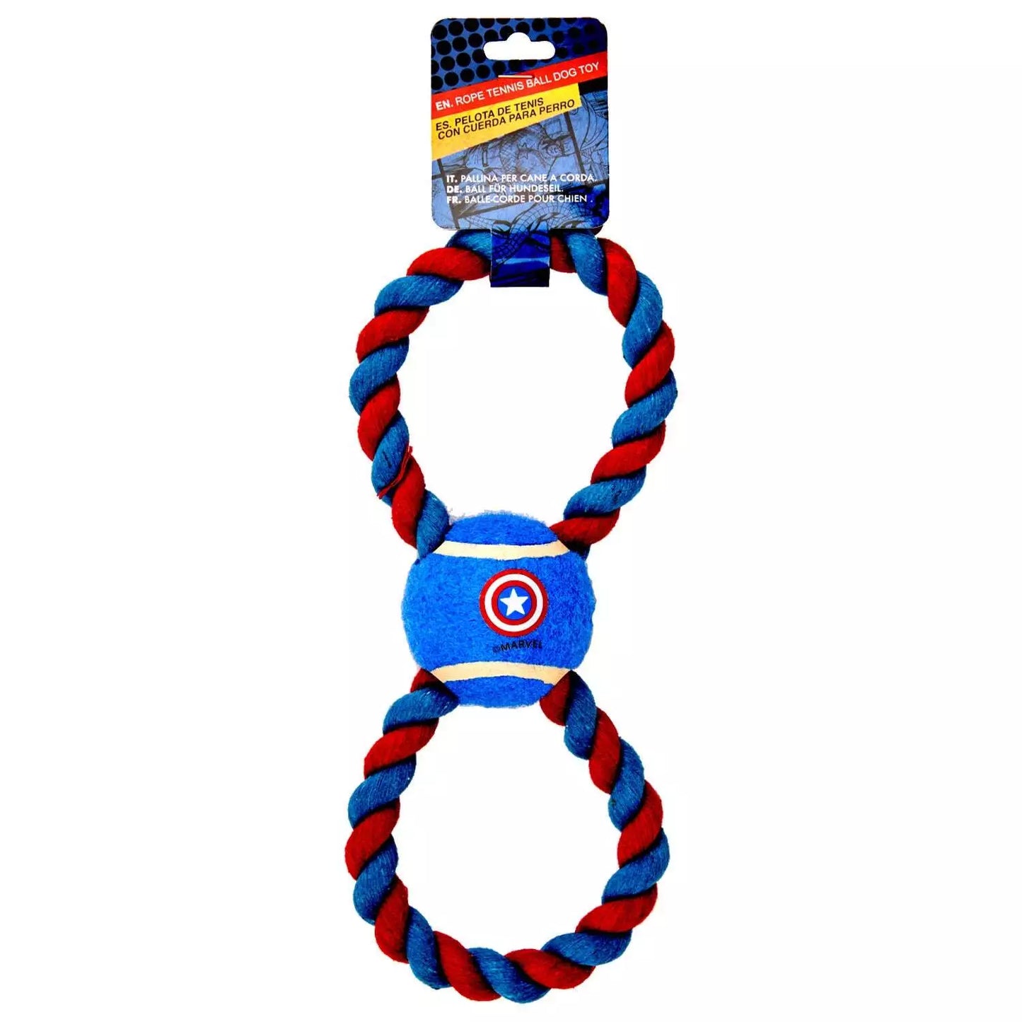 Cerda | Marvel Captain America Tennis Ball Rope Dog Toy