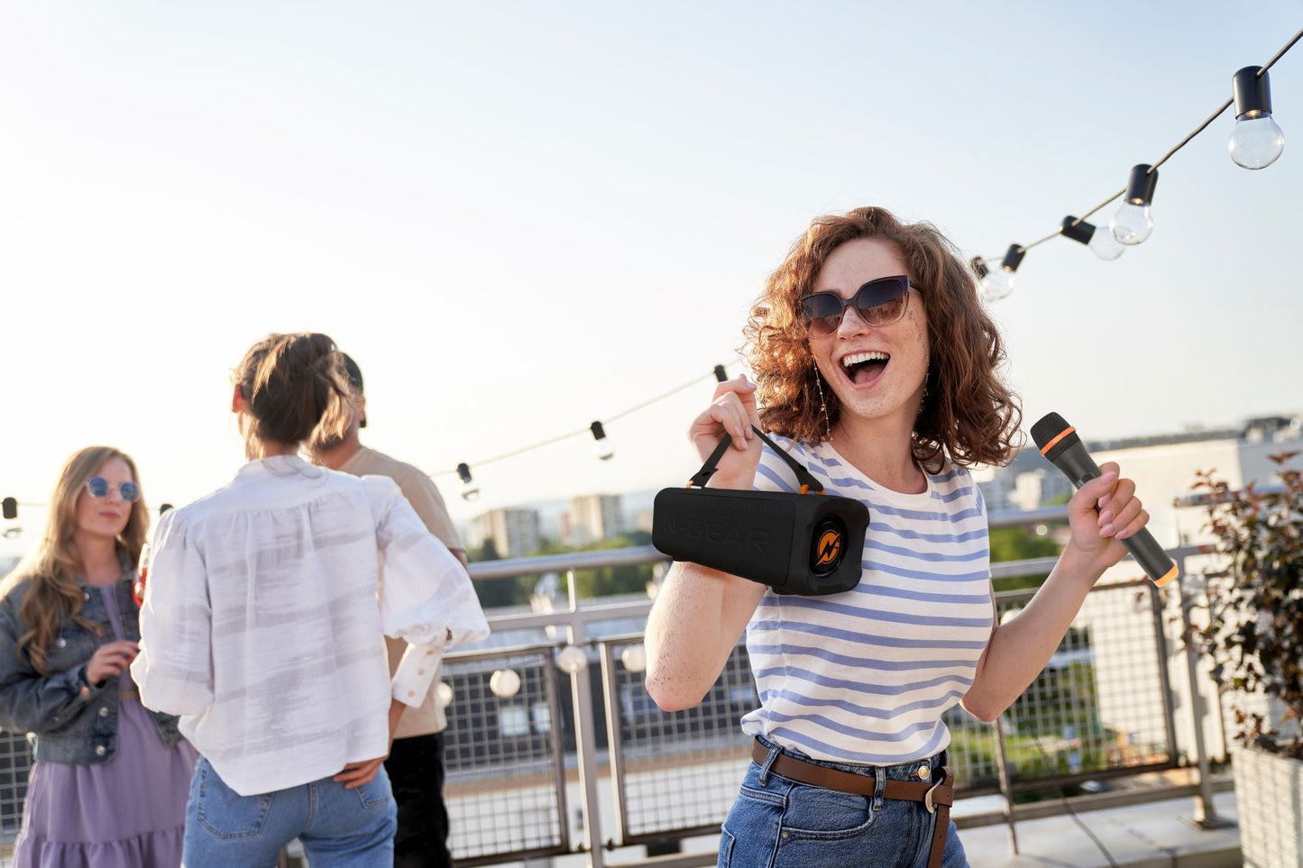 N-Gear | Blazooka 703B Bluetooth Speaker Karaoke Set Party Box with Microphone Black