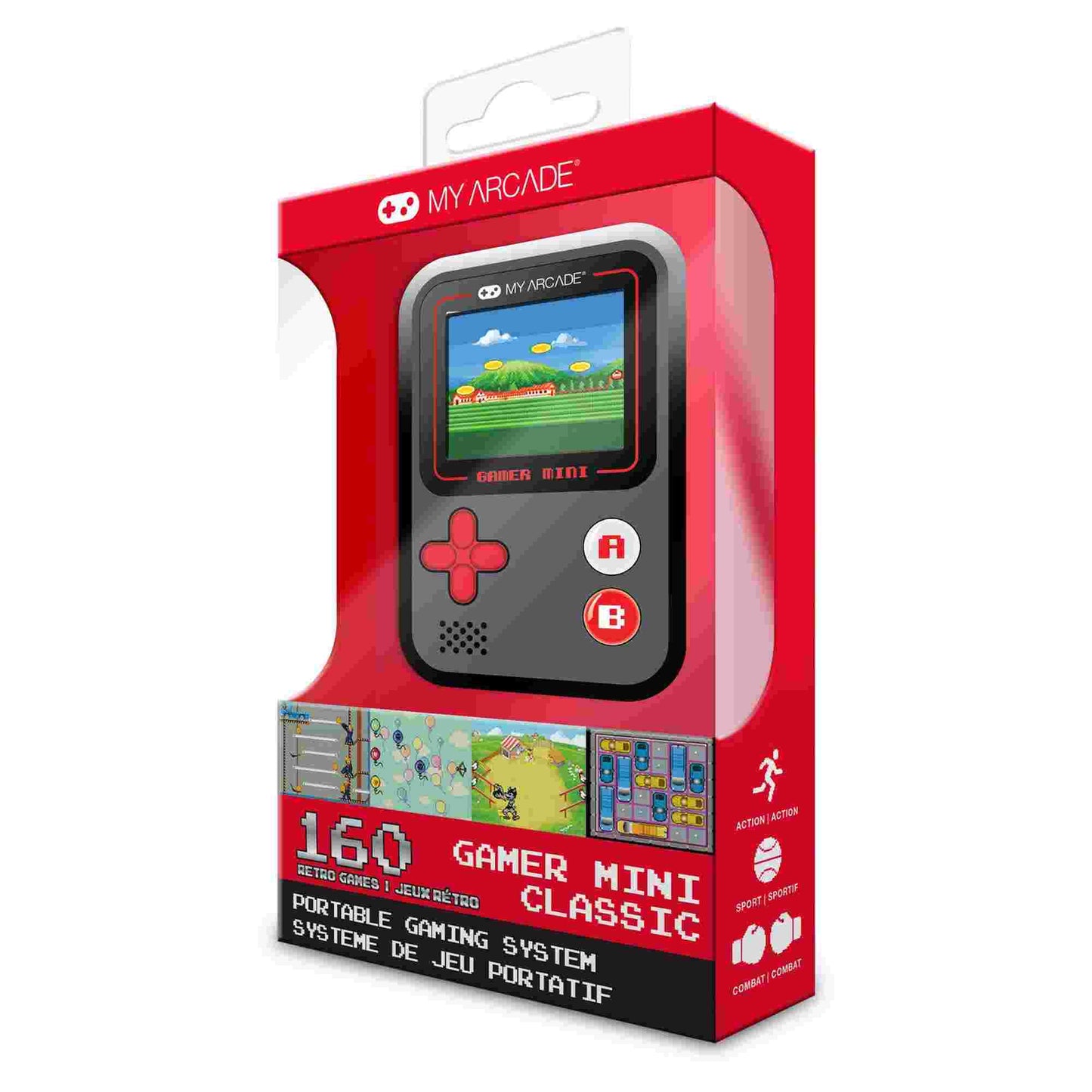 My Arcade | Gamer Mini Classic Console Black Red (160 Games in 1)