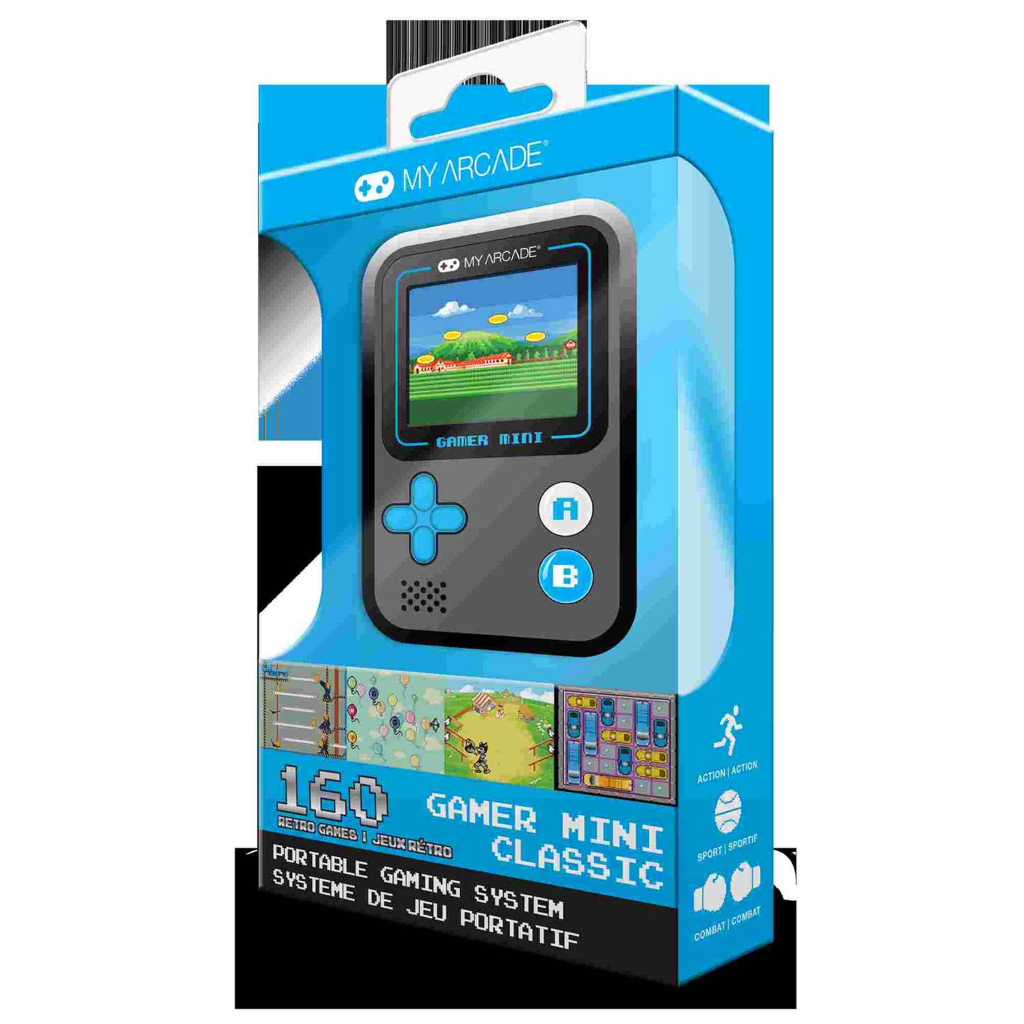 My Arcade | Gamer Mini Classic Console Black Blue (160 Games in 1)