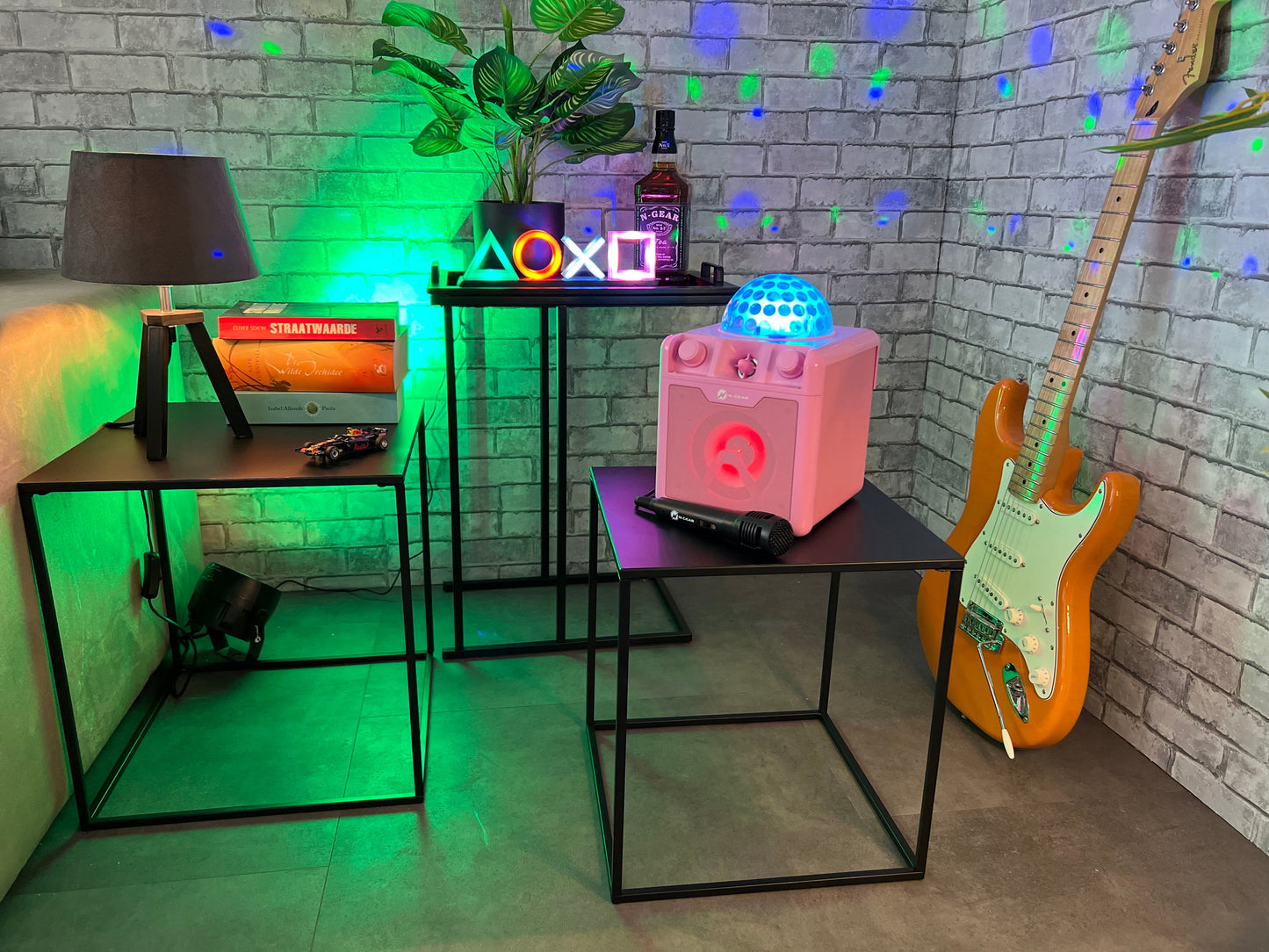 N-Gear | Disco Block 410 Bluetooth Speaker Karaoke Set Party Box with 2 Microphones Pink