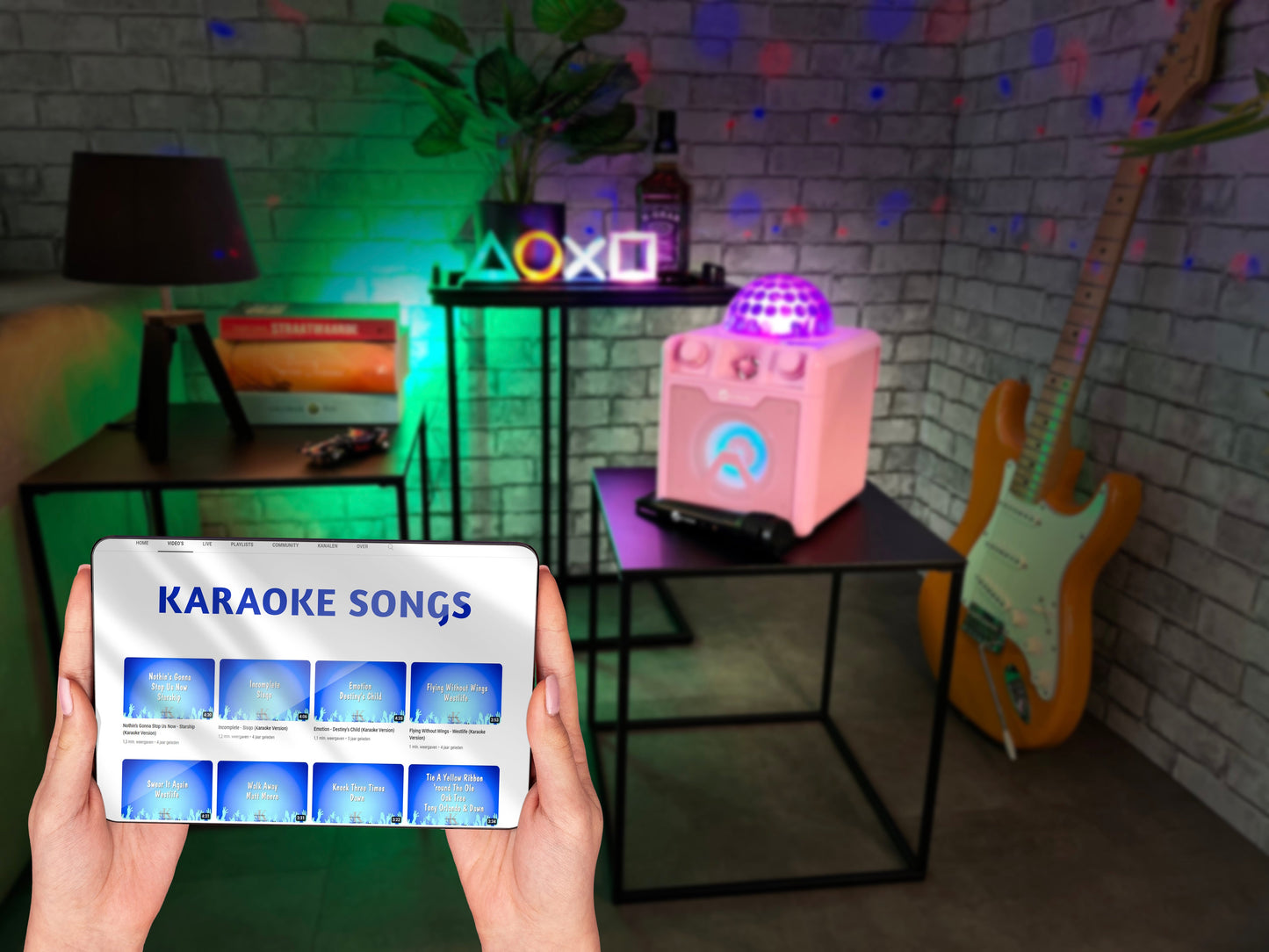 N-Gear | Disco Block 410 Bluetooth Speaker Karaoke Set Party Box with 2 Microphones Pink