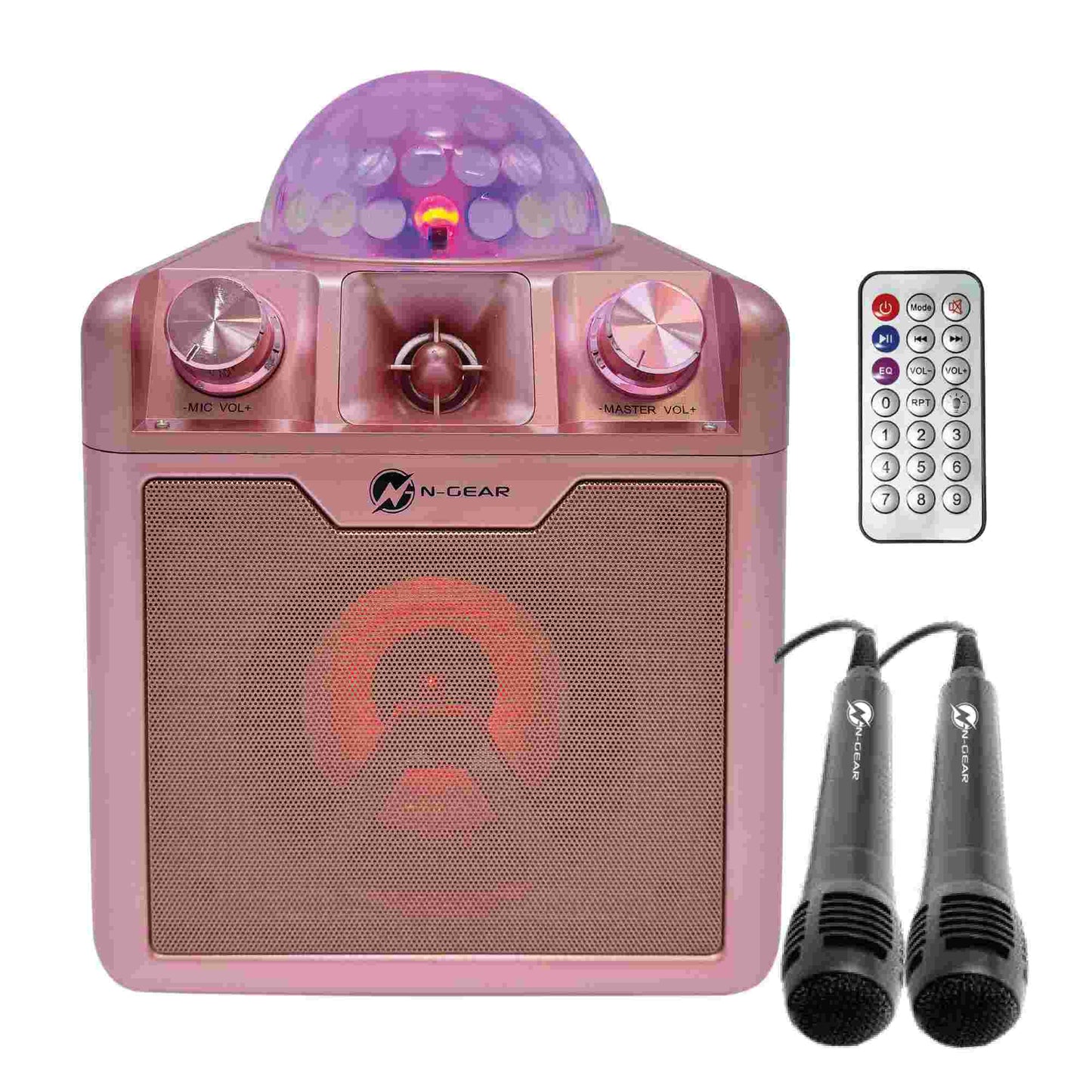 N-Gear | Disco Block 410 Karaoke Set Bluetooth Speaker Party Box with 2 Microphones Space Pink Limited Edition