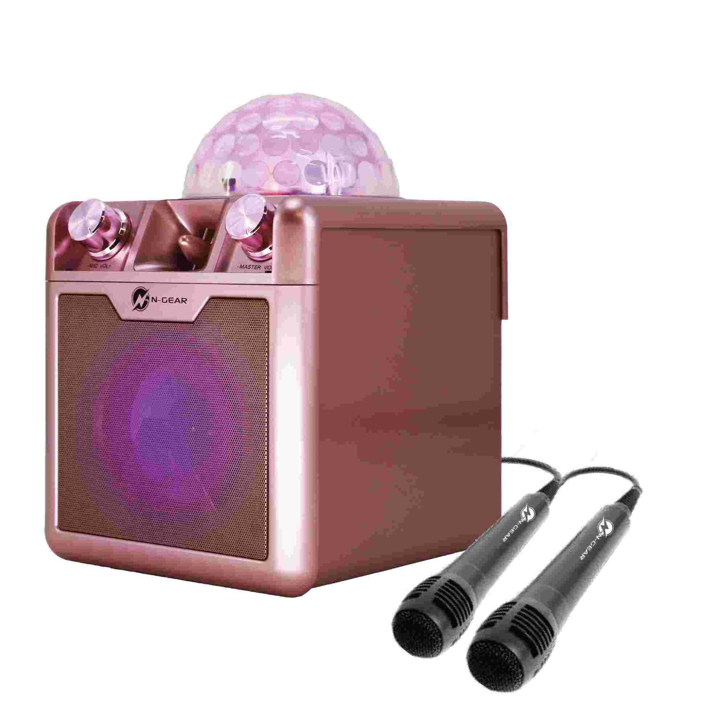 N-Gear | Disco Block 410 Karaoke Set Bluetooth Speaker Party Box with 2 Microphones Space Pink Limited Edition