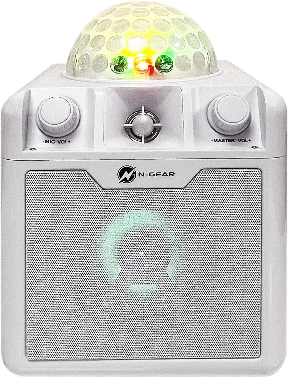 N-Gear | Disco Block 410 Bluetooth Speaker Karaoke Set Party Box with 2 Microphones White