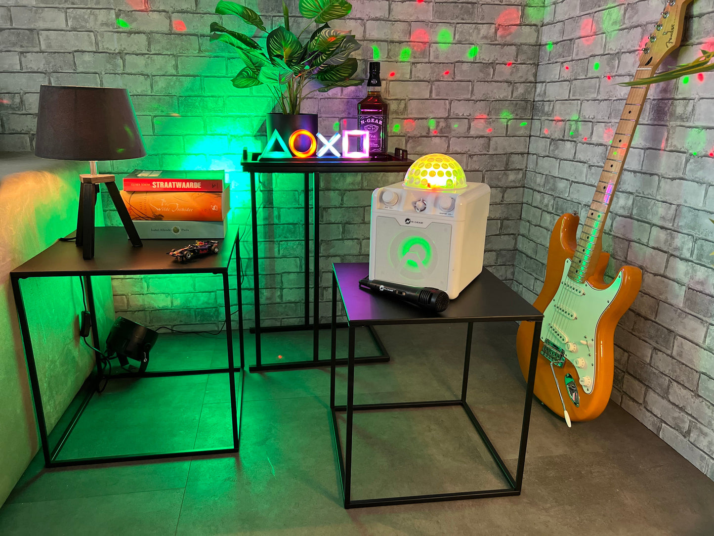 N-Gear | Disco Block 410 Bluetooth Speaker Karaoke Set Party Box with 2 Microphones White