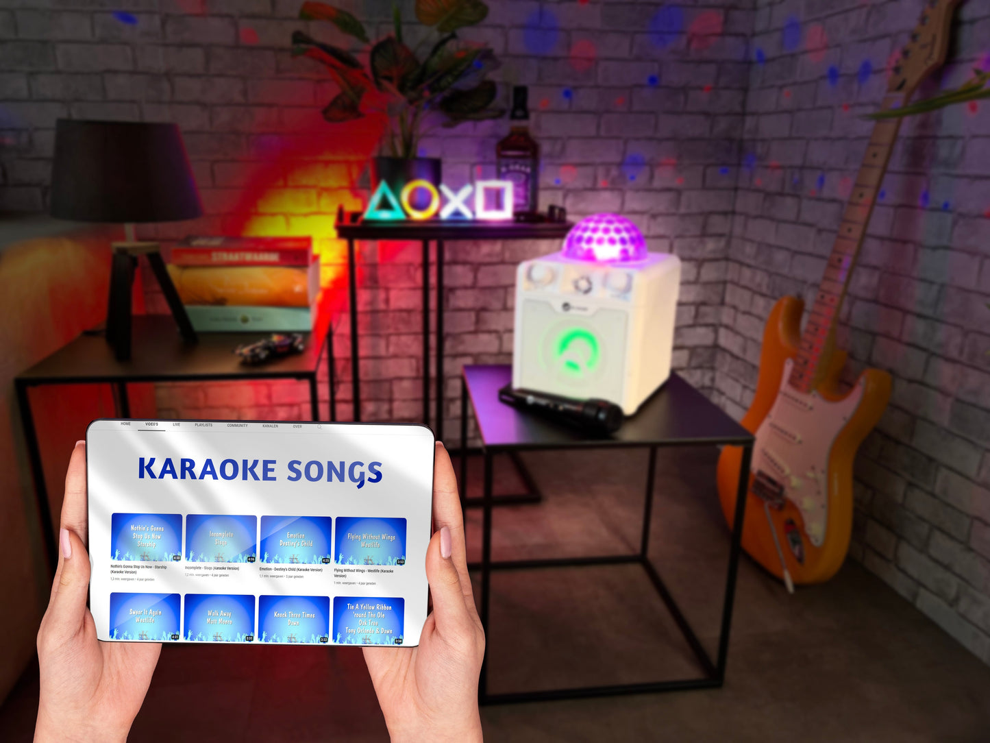 N-Gear | Disco Block 410 Bluetooth Speaker Karaoke Set Party Box with 2 Microphones White