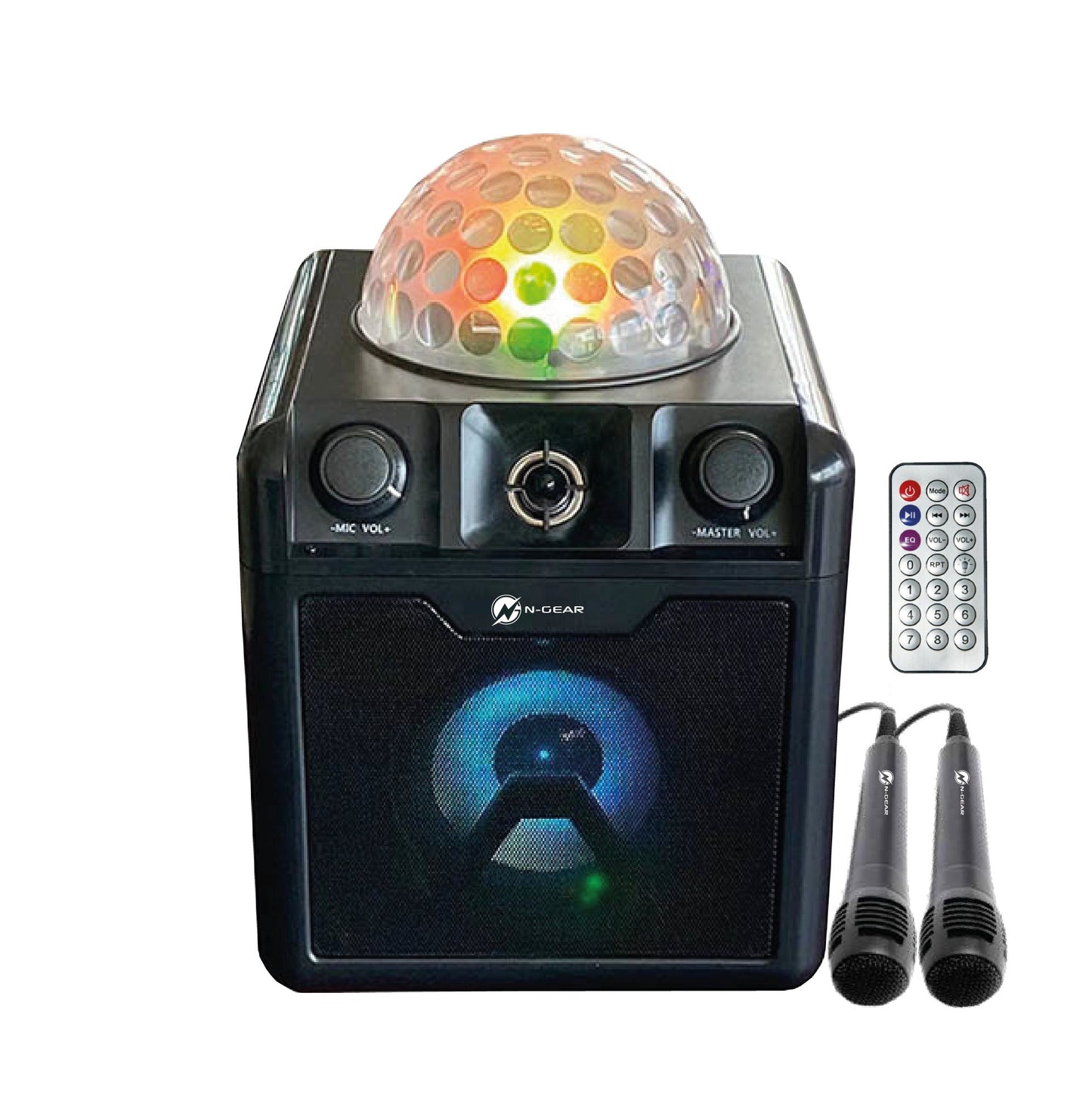 N-Gear | Disco Block 410 Bluetooth Speaker Karaoke Set Party Box with Lighting & 2 Microphones Black