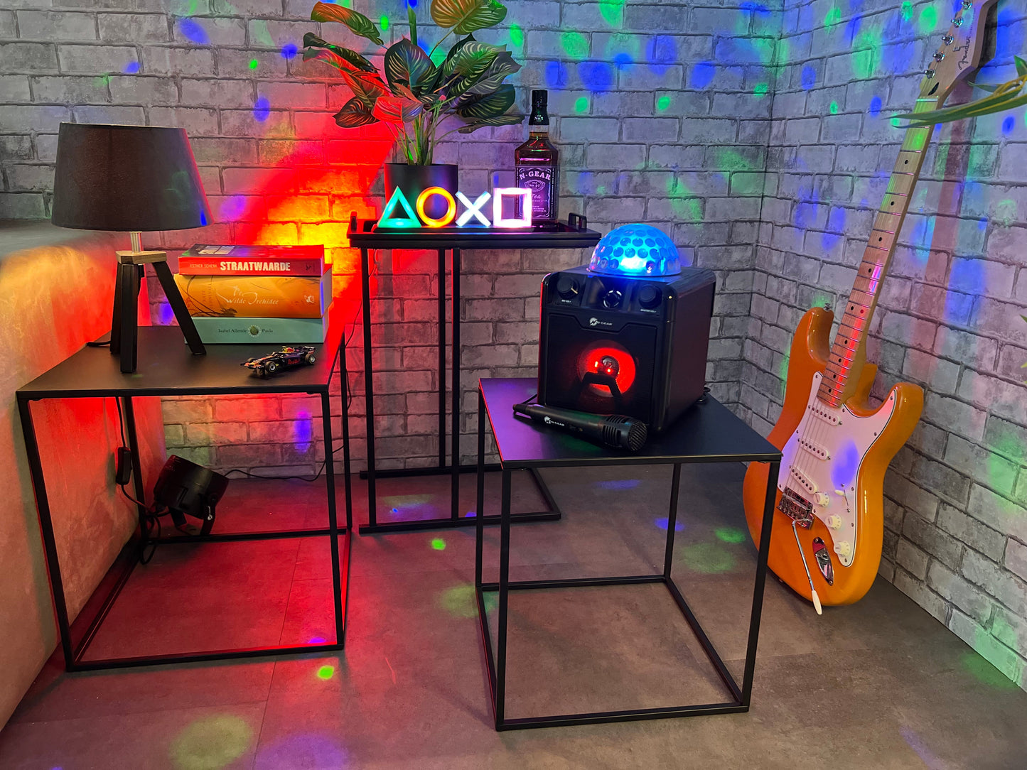 N-Gear | Disco Block 410 Bluetooth Speaker Karaoke Set Party Box with Lighting & 2 Microphones Black