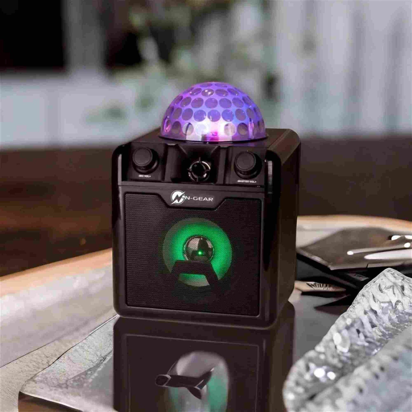 N-Gear | Disco Block 410 Bluetooth Speaker Karaoke Set Party Box with Lighting & 2 Microphones Black