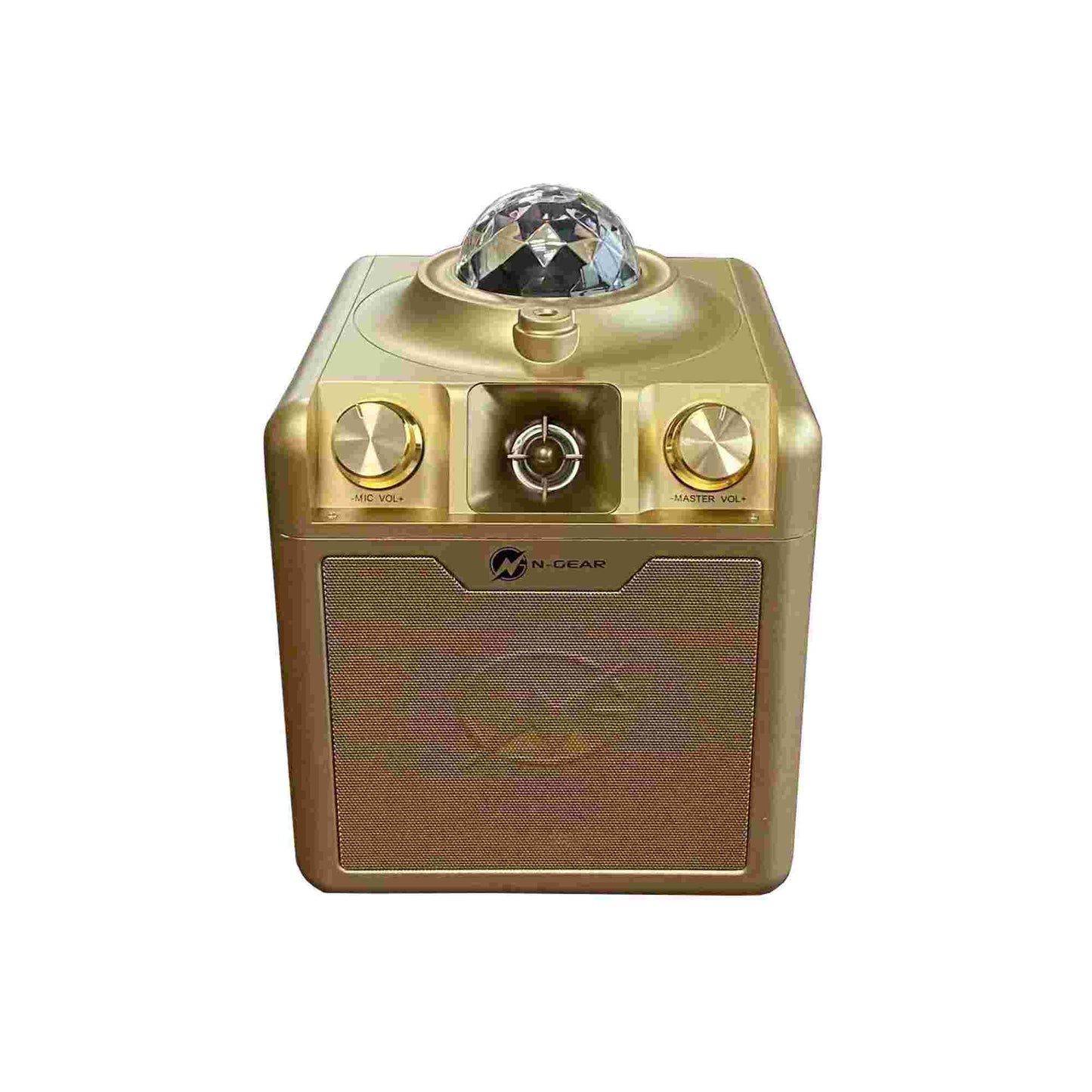 N-Gear | Disco Star 710 Gold Bluetooth Speaker Karaoke Set Party Box with Star Projector & 2 Microphones