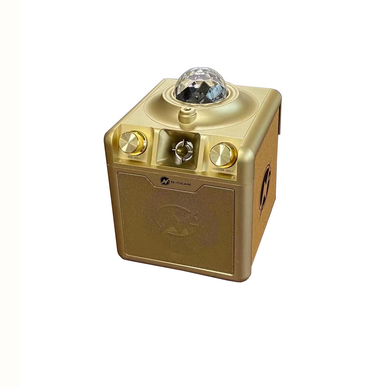 N-Gear | Disco Star 710 Gold Bluetooth Speaker Karaoke Set Party Box with Star Projector & 2 Microphones