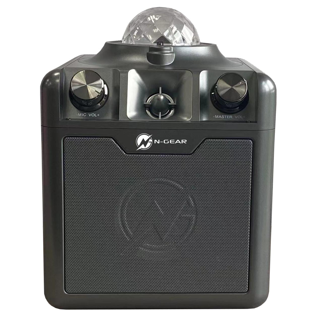 N-Gear | Disco Star 710 Space Grey Bluetooth Speaker Karaoke Set Party Box with Star Projector & 2 Microphones