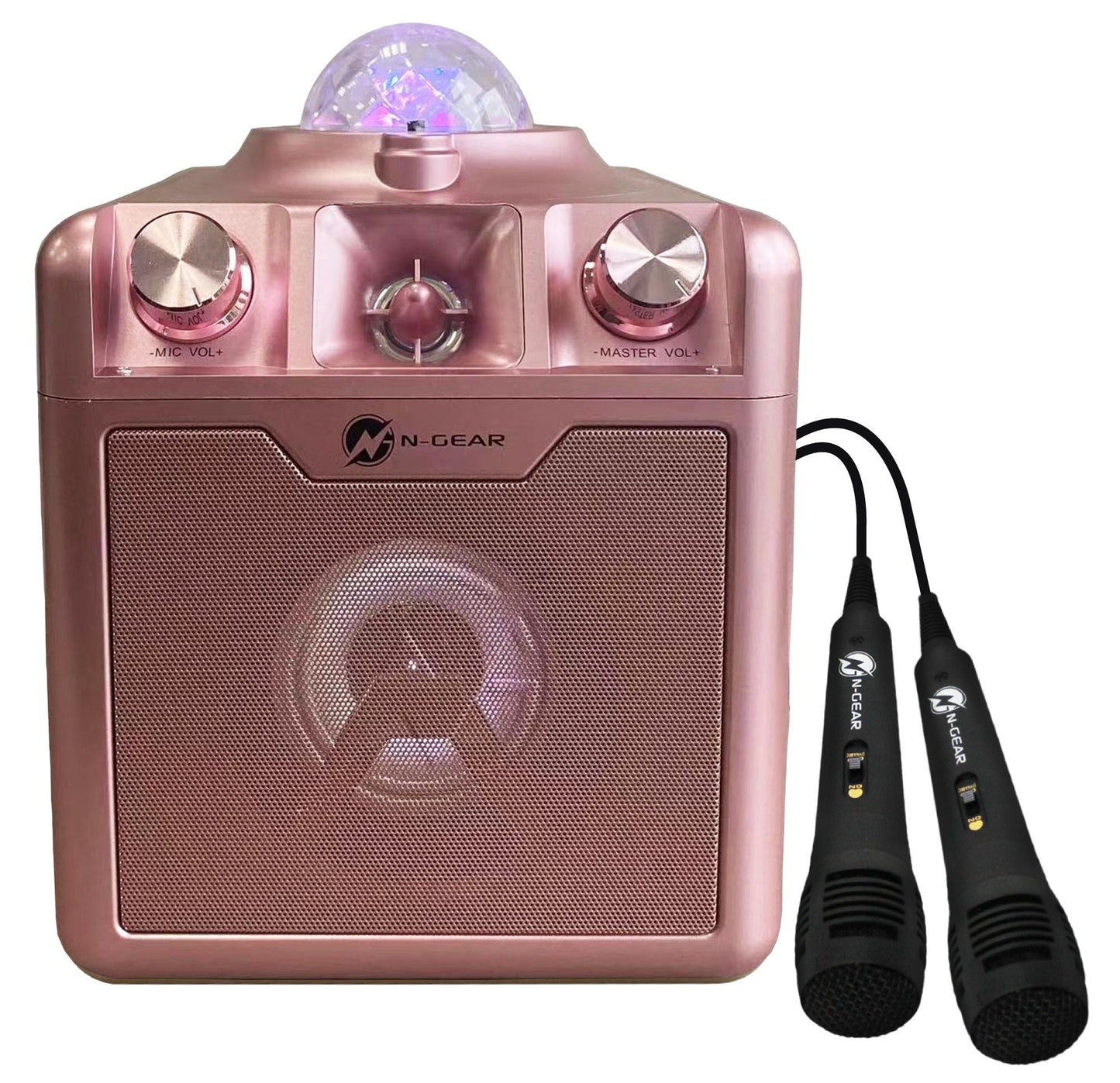 N-Gear | Disco Star 710 Space Pink Bluetooth Speaker Karaoke Set Party Box with Star Projector & 2 Microphones