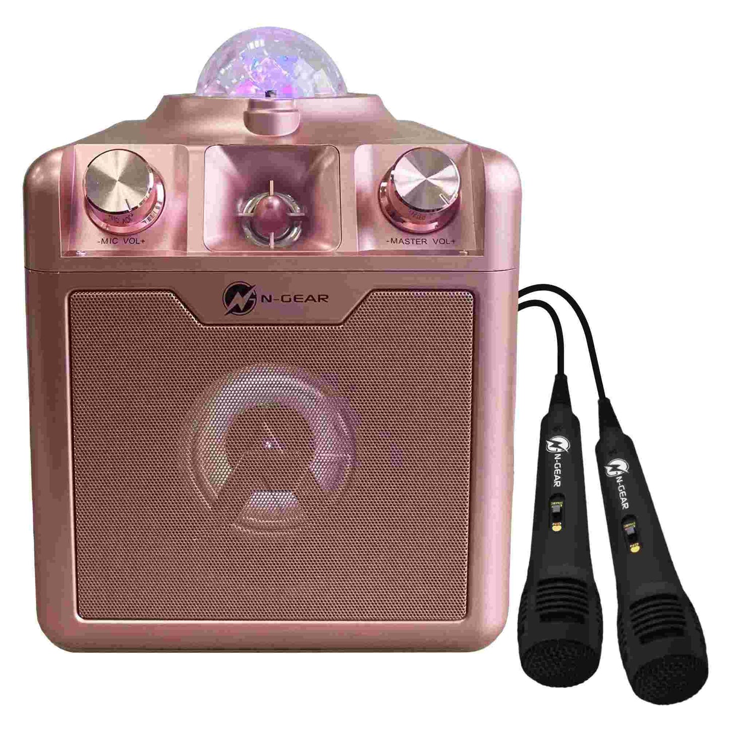 N-Gear | Disco Star 710 Space Pink Bluetooth Speaker Karaoke Set Party Box with Star Projector & 2 Microphones