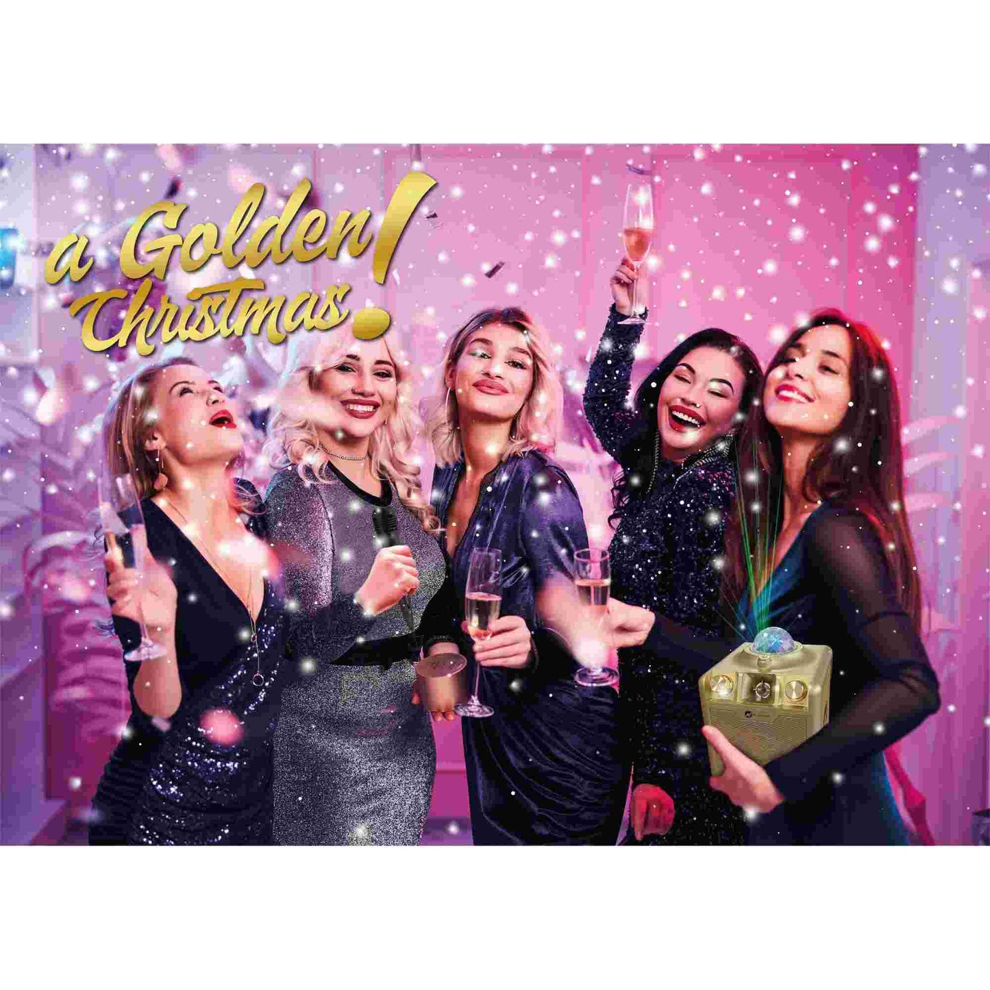 N-Gear | Disco Star 710 Silver Bluetooth Speaker Karaoke Set Party Box with Star Projector & 2 Microphones