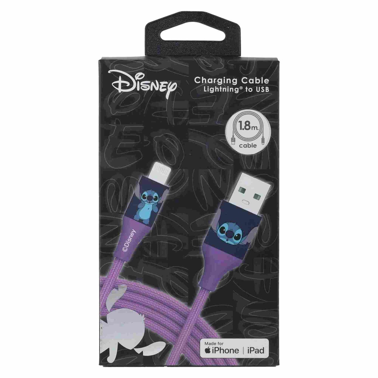 Quest | Stitch 6ft USB-A To Lightning Braided Charging Cable Blue Face