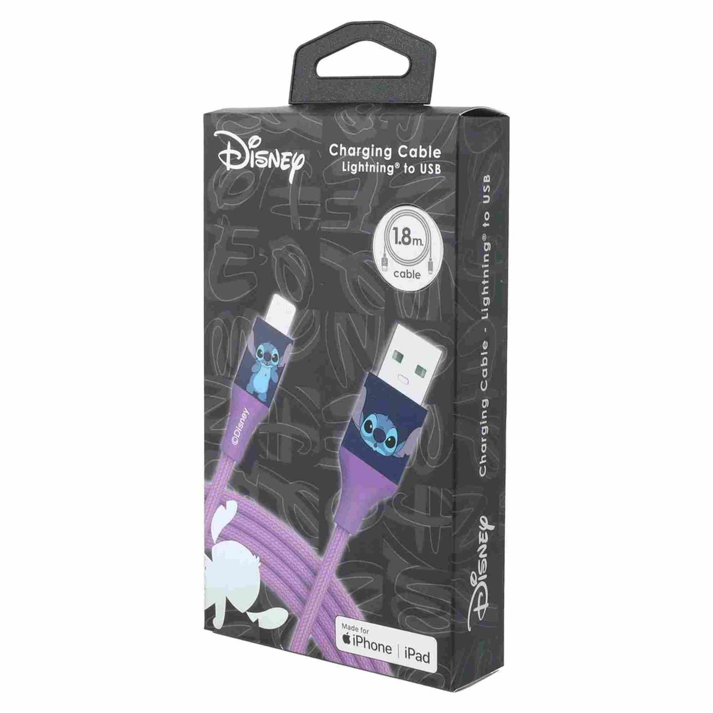 Quest | Stitch 6ft USB-A To Lightning Braided Charging Cable Blue Face