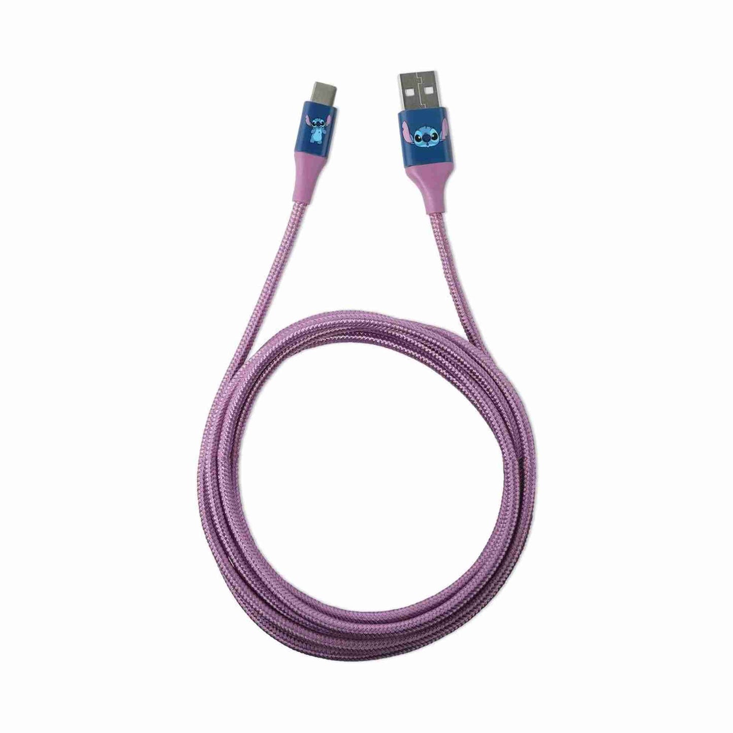 Quest | Stitch 6ft USB A To Type-C Braided Charging Cable Blue Face