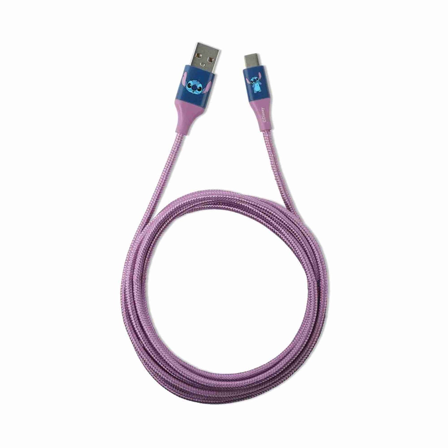 Quest | Stitch 6ft USB A To Type-C Braided Charging Cable Blue Face