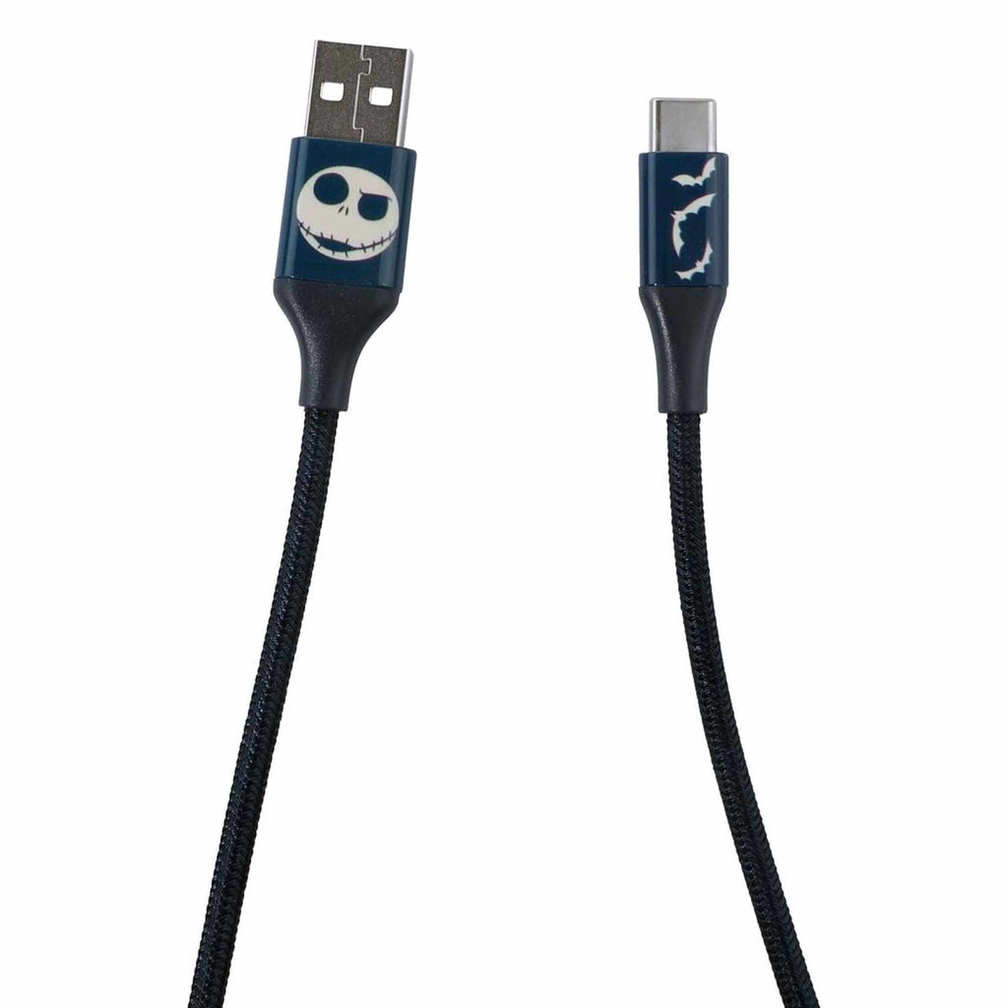 Quest | Nightmare Before Christmas 6ft USB-A To Type-C Braided Charging Cable Jack Bats