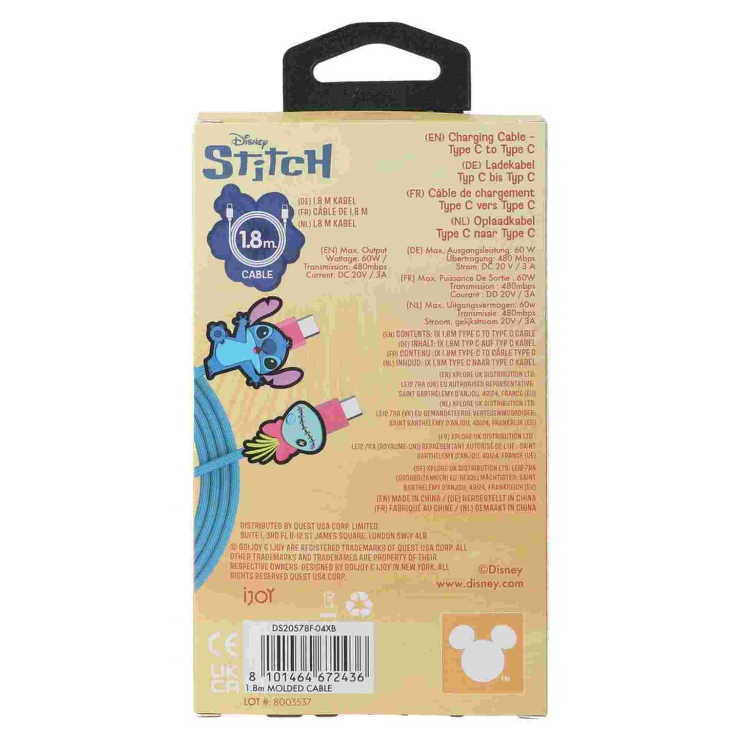 Quest | Stitch 6ft Type-C Braided Molded Charging Cable Scrump Yay