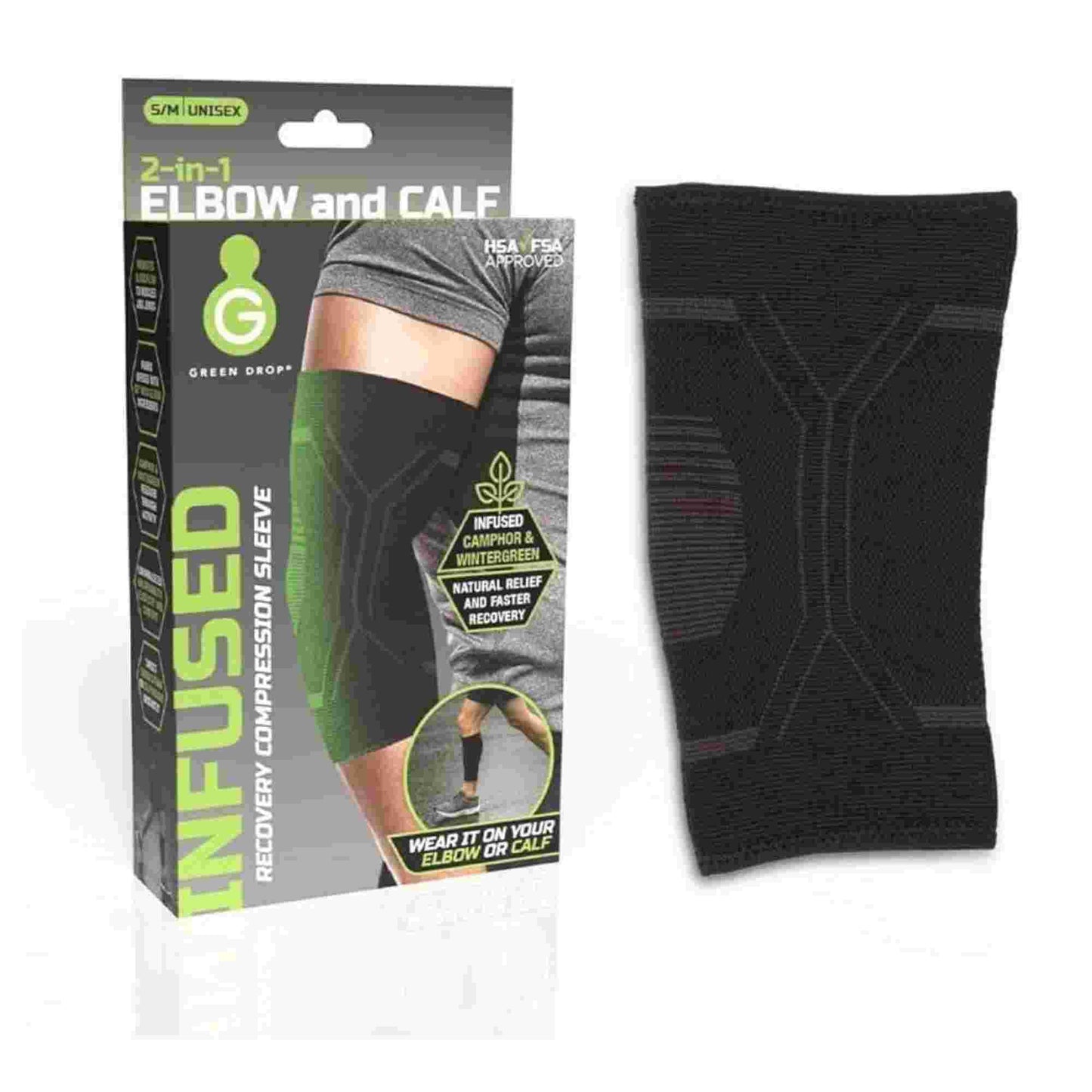 GreenDrop Infused Compression Sleeve (Elbow/Calf) Size S - M