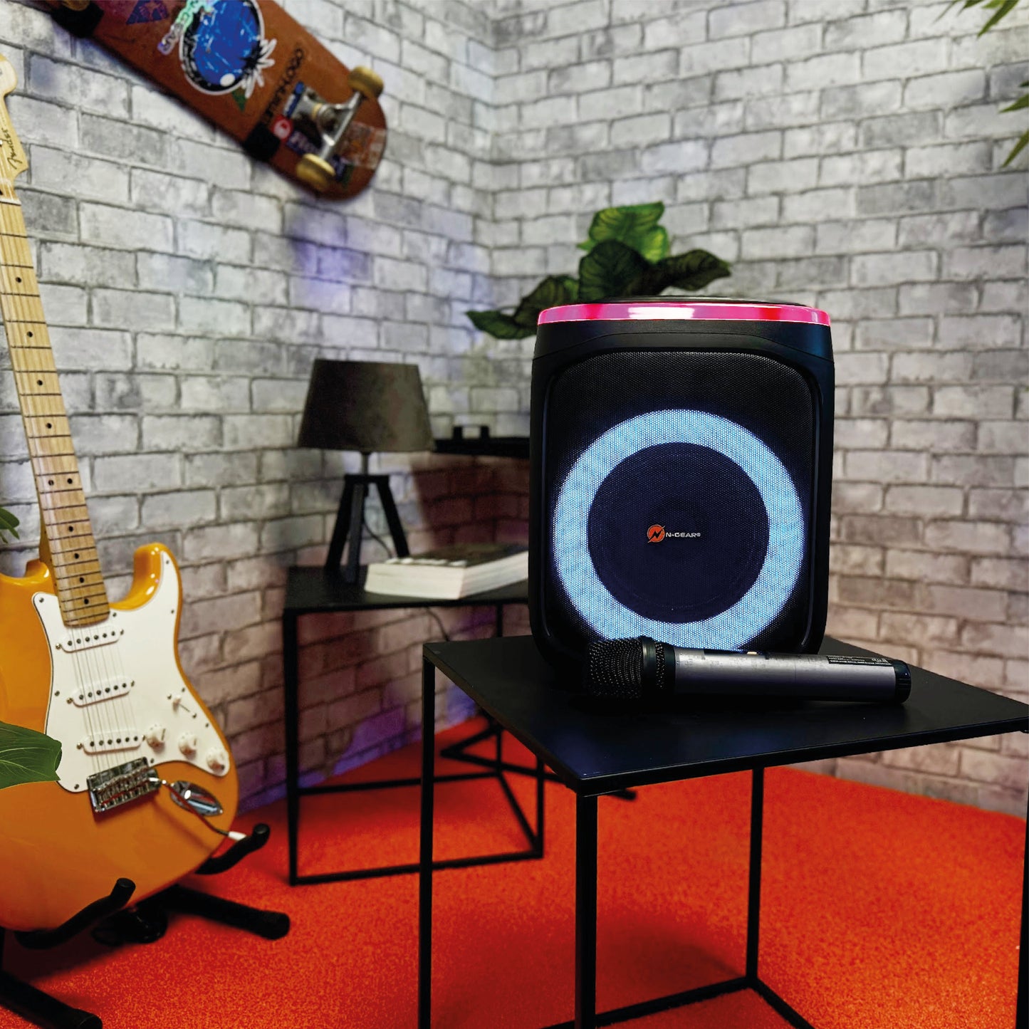 N-Gear | Flash Banger 606 Karaoke Set Bluetooth Speaker Party Box with Wireless Microphone Black