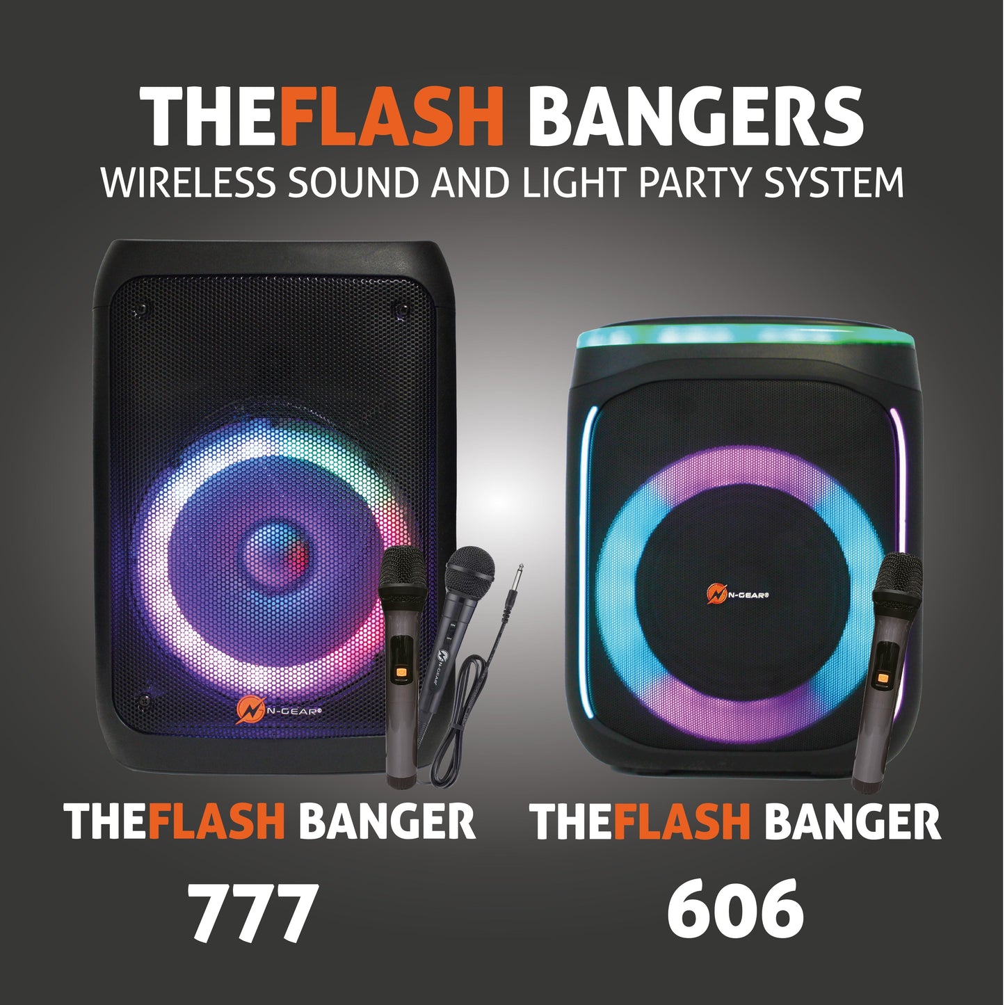 N-Gear | Flash Banger 606 Karaoke Set Bluetooth Speaker Party Box with Wireless Microphone Black