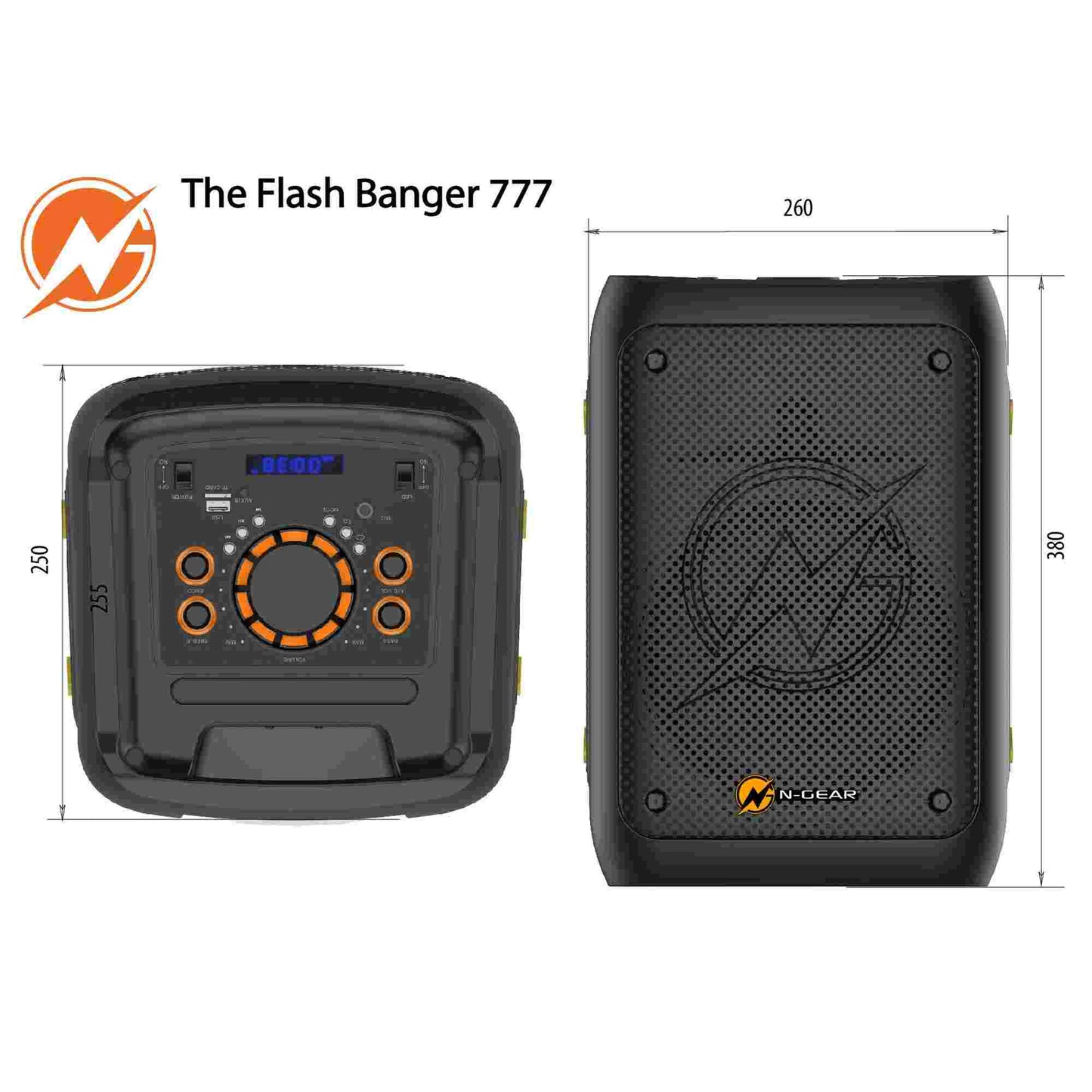 N-Gear | Flash Banger 777 Wireless Speaker Karaoke Set Party Box with 2 Microphones Black