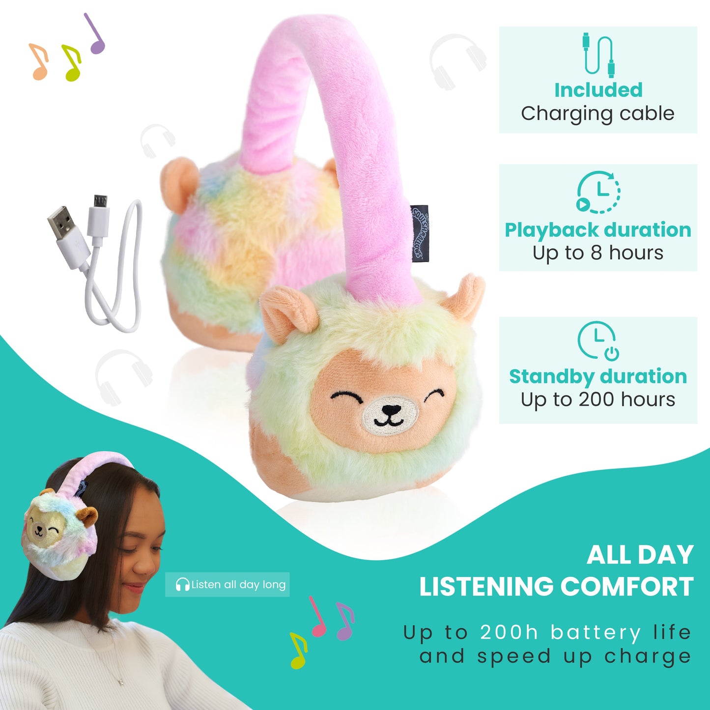 Lazerbuilt | Squishmallows Leonard Plush Bluetooth Headphones