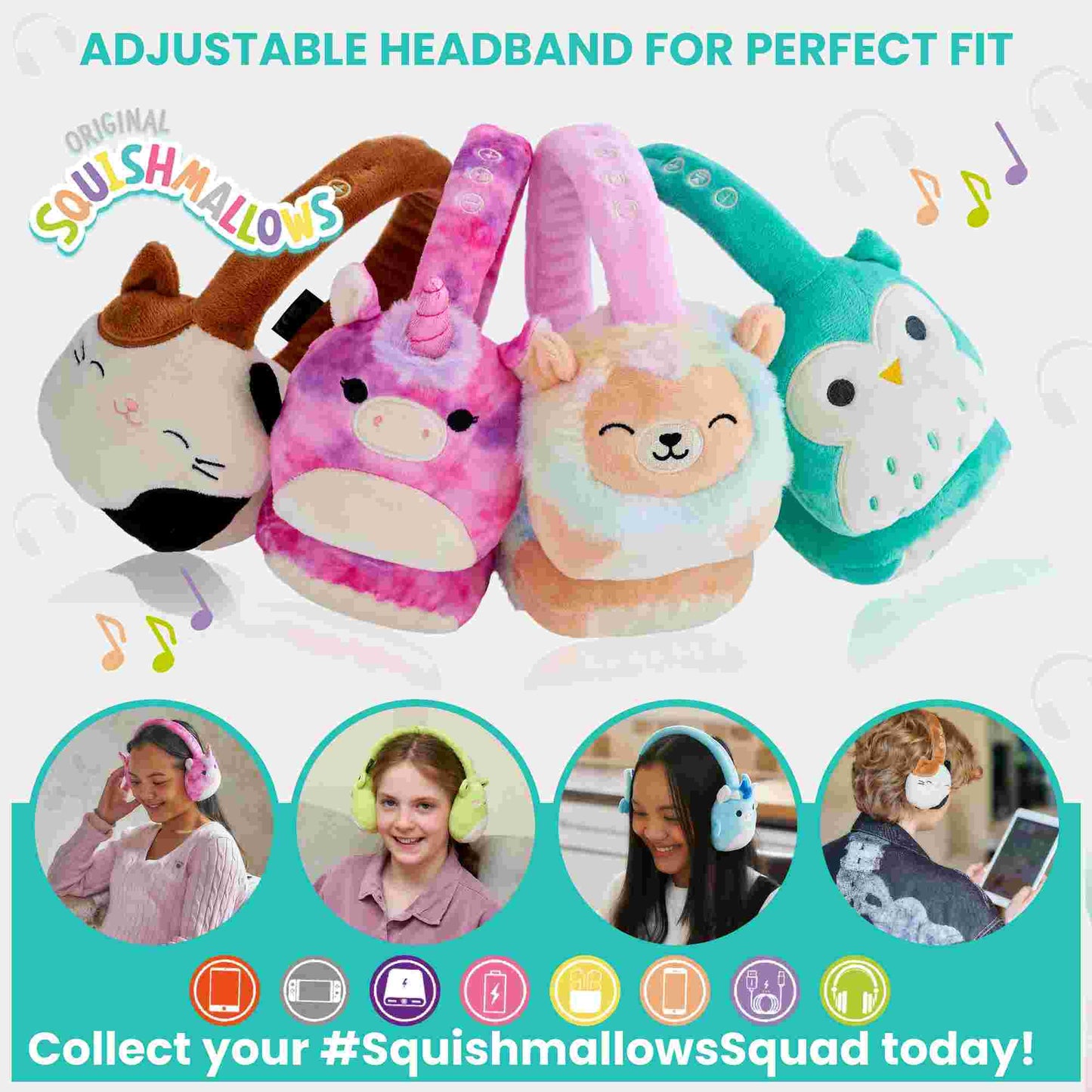 Lazerbuilt | Squishmallows Sunny Plush Bluetooth Headphones