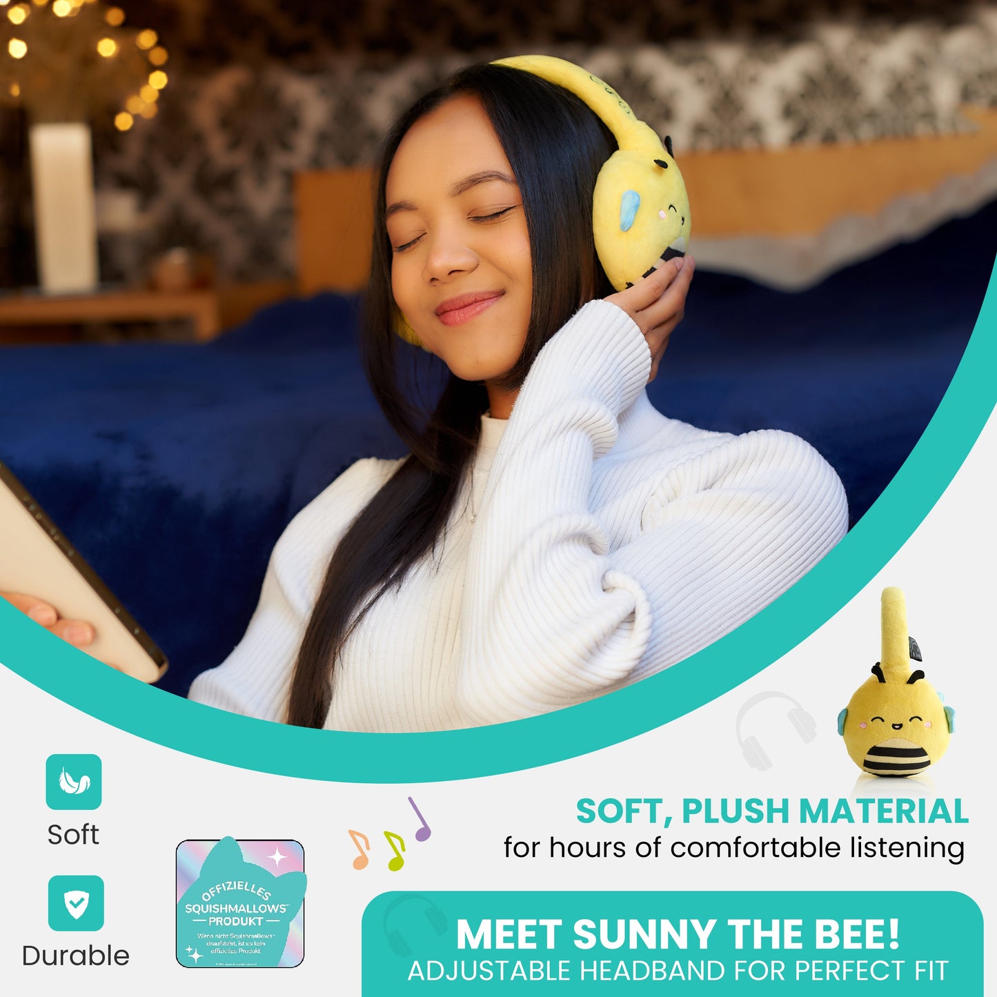 Lazerbuilt | Squishmallows Sunny Plush Bluetooth Headphones