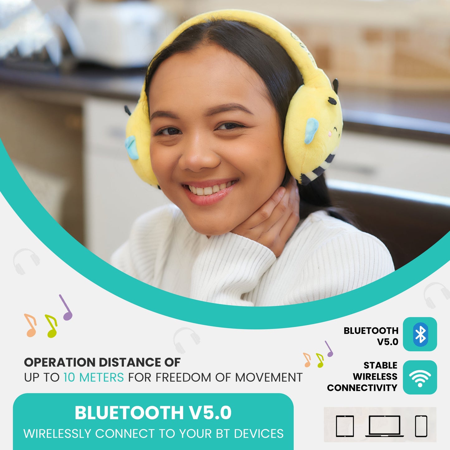 Lazerbuilt | Squishmallows Sunny Plush Bluetooth Headphones