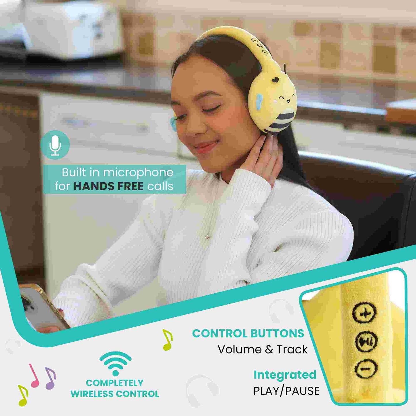 Lazerbuilt | Squishmallows Sunny Plush Bluetooth Headphones