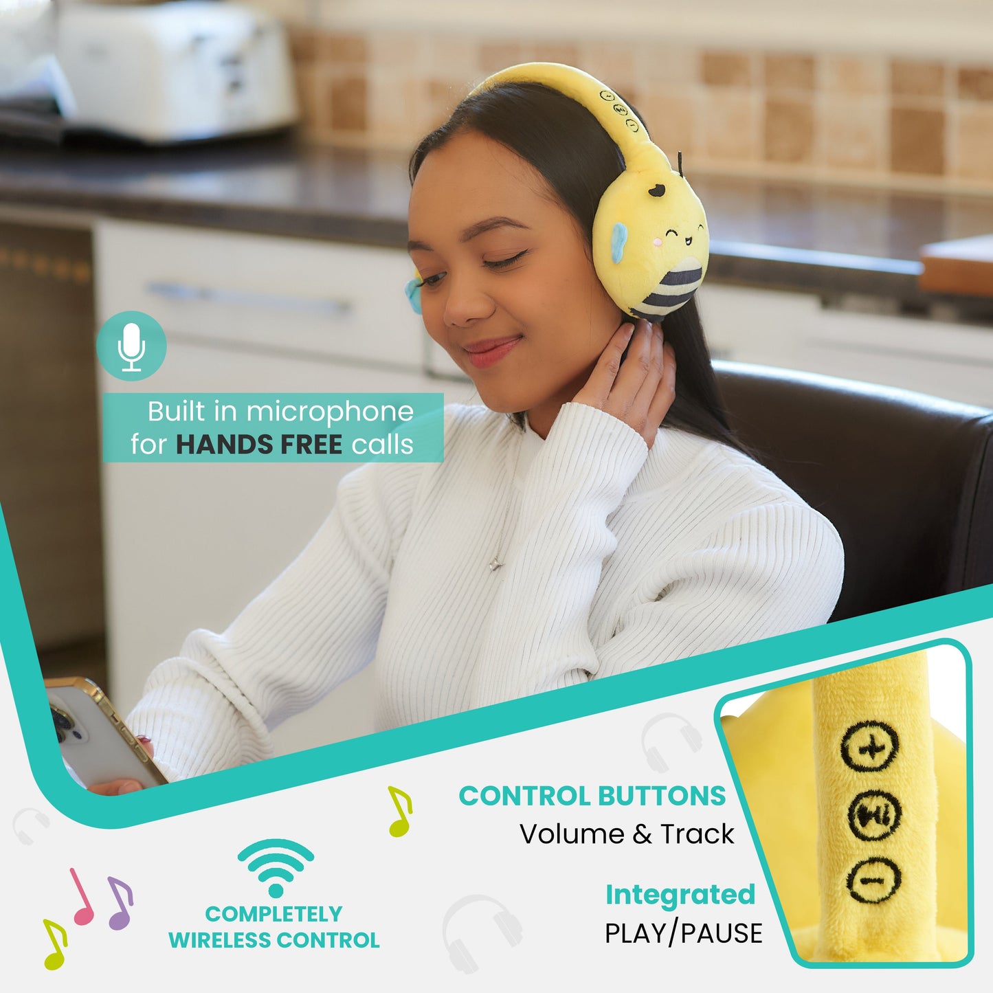 Lazerbuilt | Squishmallows Sunny Plush Bluetooth Headphones