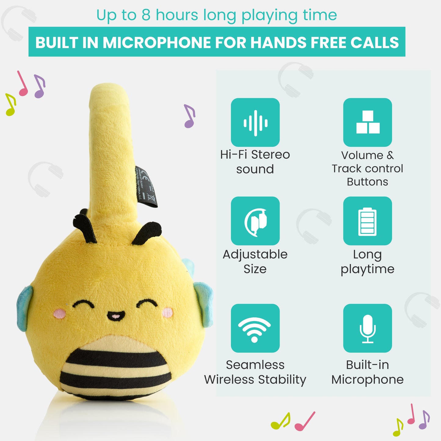 Lazerbuilt | Squishmallows Sunny Plush Bluetooth Headphones