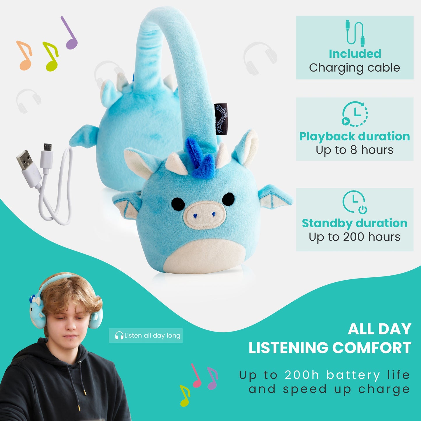 Lazerbuilt | Squishmallows Tatiana Plush Bluetooth Headphones