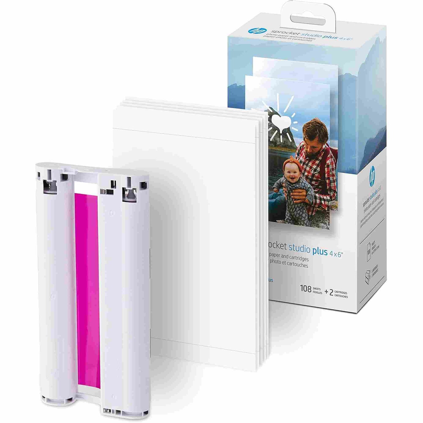 HP | 108 Sheets - HP Sprocket Studio Plus 4x6 - 2 Paper Cartridges