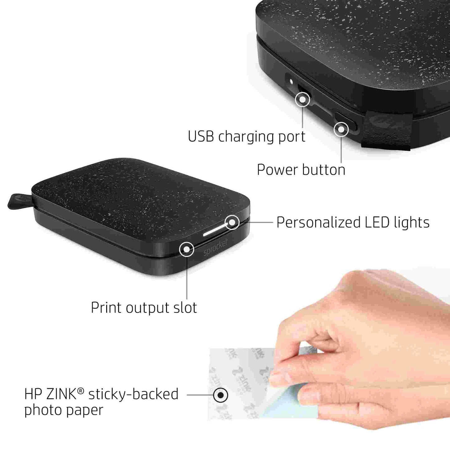 HP | HP Sprocket 2x3 Portable Instant Photo Printer – Black