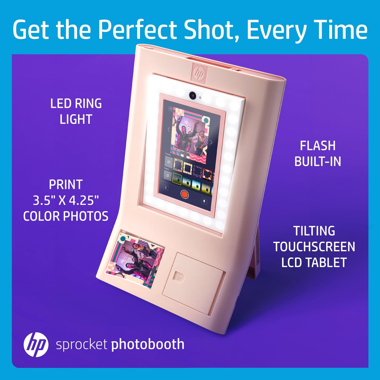 HP | HP Sprocket Photobooth Instant 3x4” Colour Photo Printer - Pink
