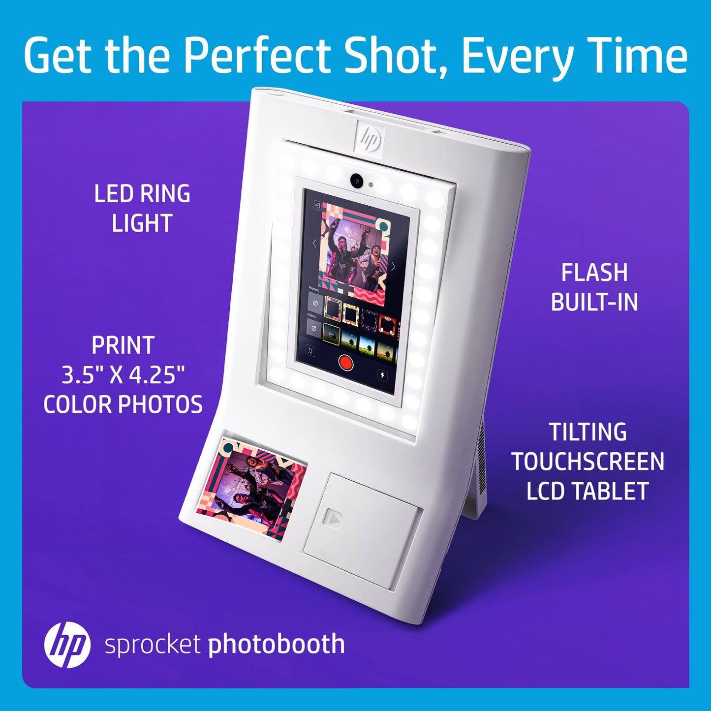 HP | HP Sprocket Photobooth Instant 3x4” Colour Photo Printer - White