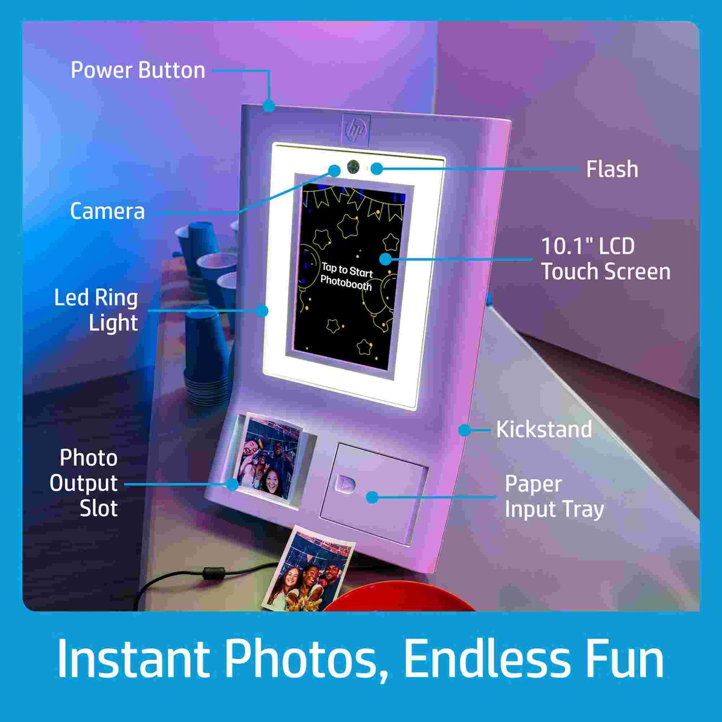 HP | HP Sprocket Photobooth Instant 3x4” Colour Photo Printer - White