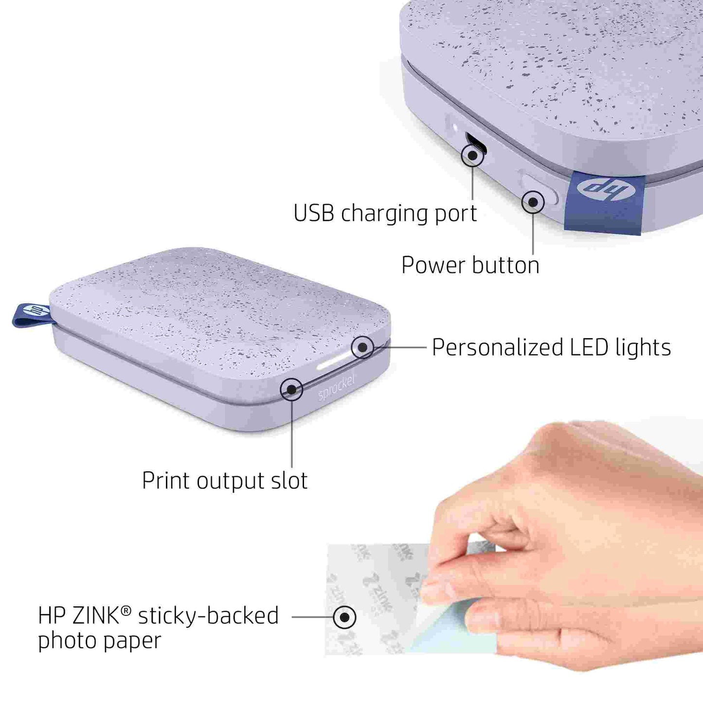HP | HP Sprocket 2x3 Portable Instant Photo Printer – Purple