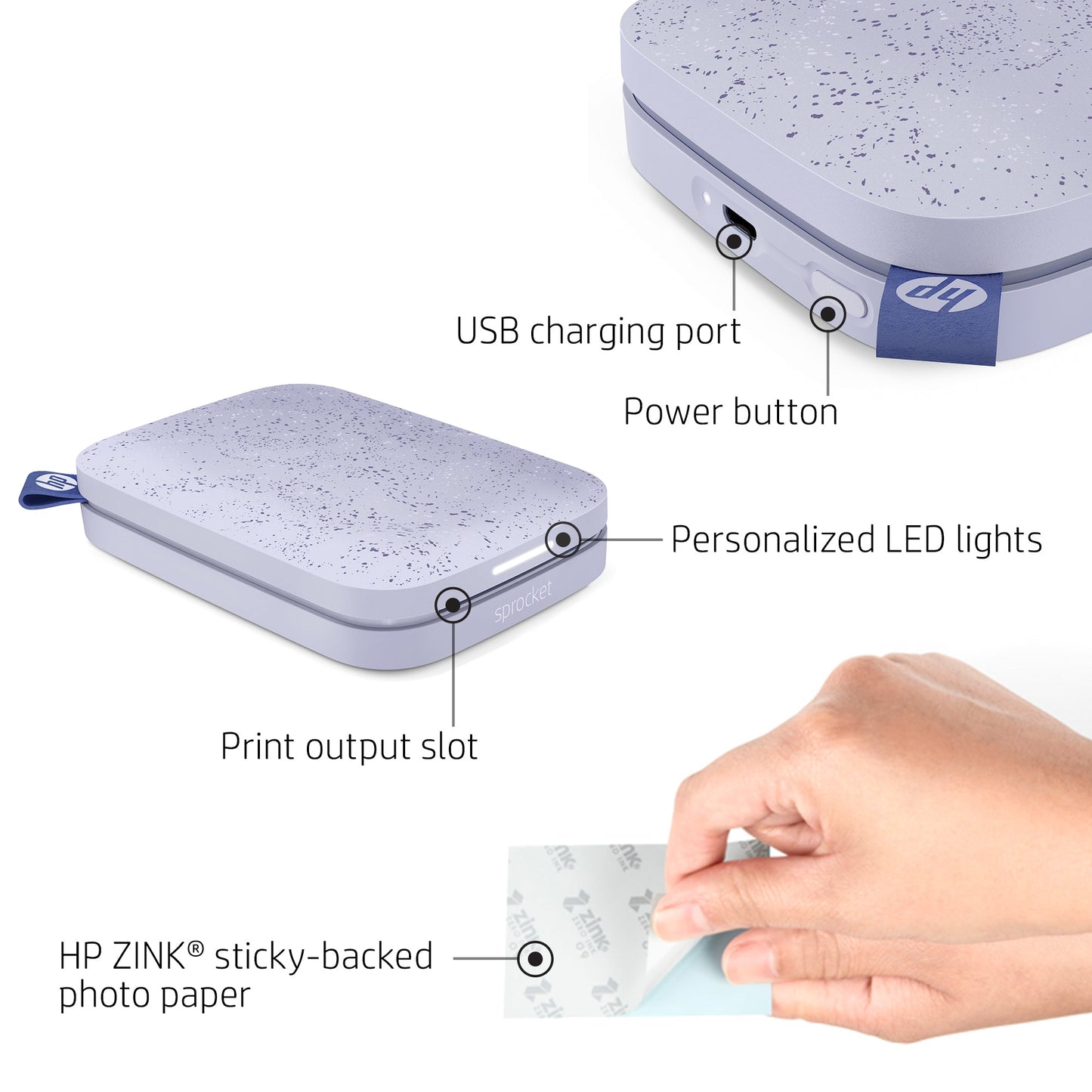 HP | HP Sprocket 2x3 Portable Instant Photo Printer – Purple