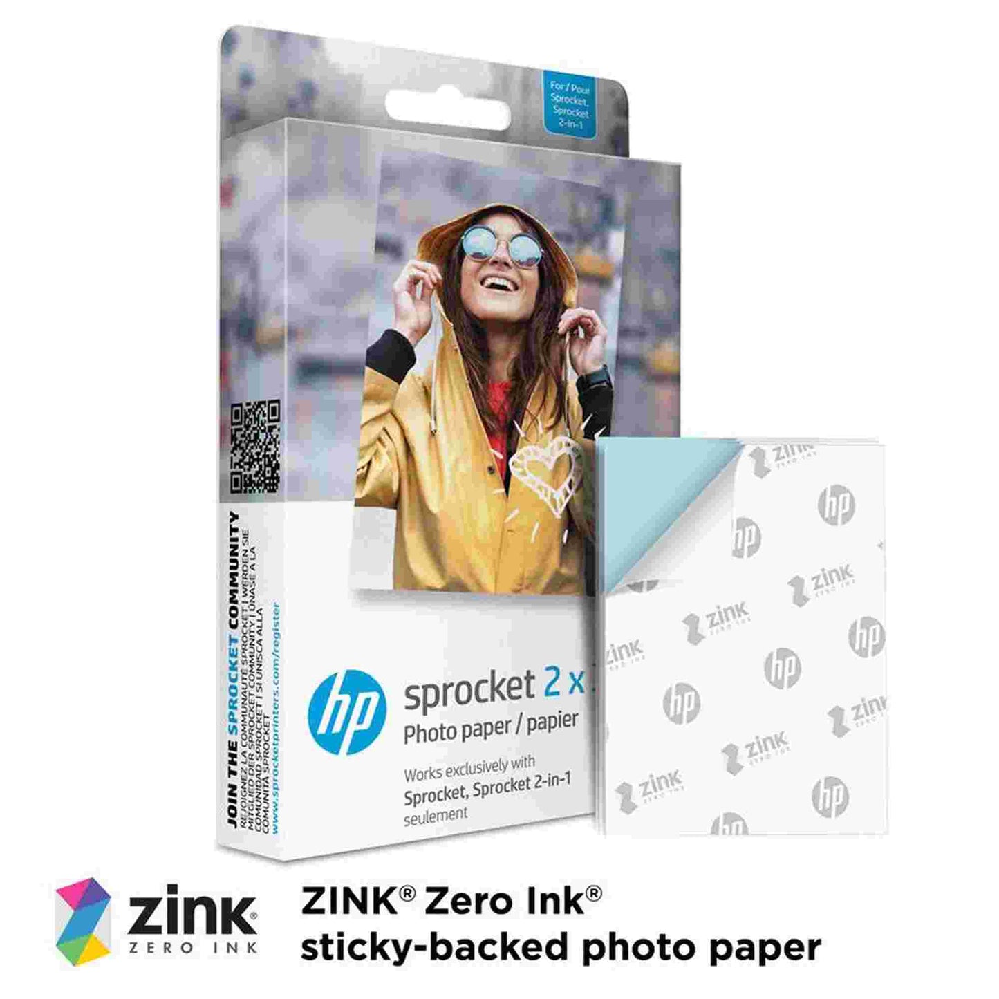 HP | 100 Sheets -HP Sprocket 2"x3" Premium Zink Sticky Back Photo Paper