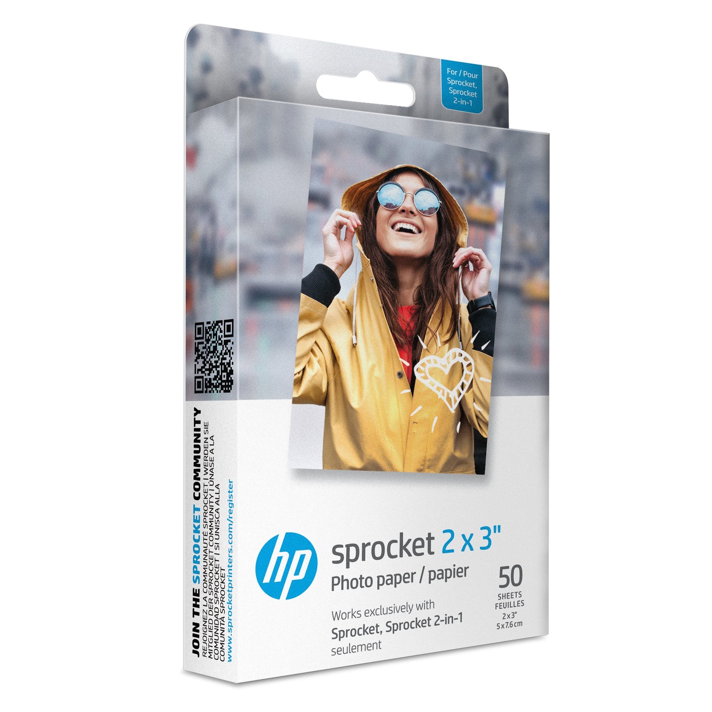 HP | 50 Sheets -HP Sprocket 2"x3" Premium Zink Sticky Back Photo Paper