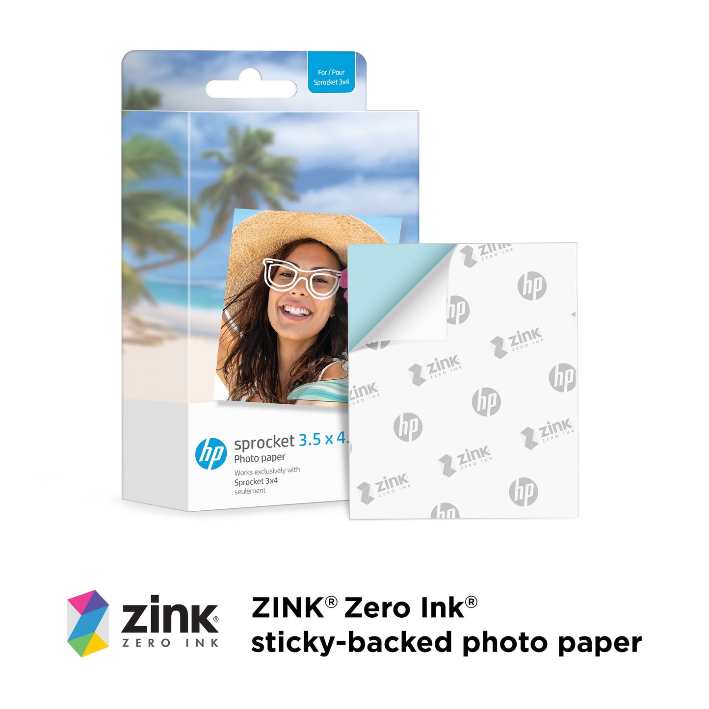 HP | 50 Sheets - HP Sprocket 3.5 x 4.25” Zink Sticky-backed Photo Paper